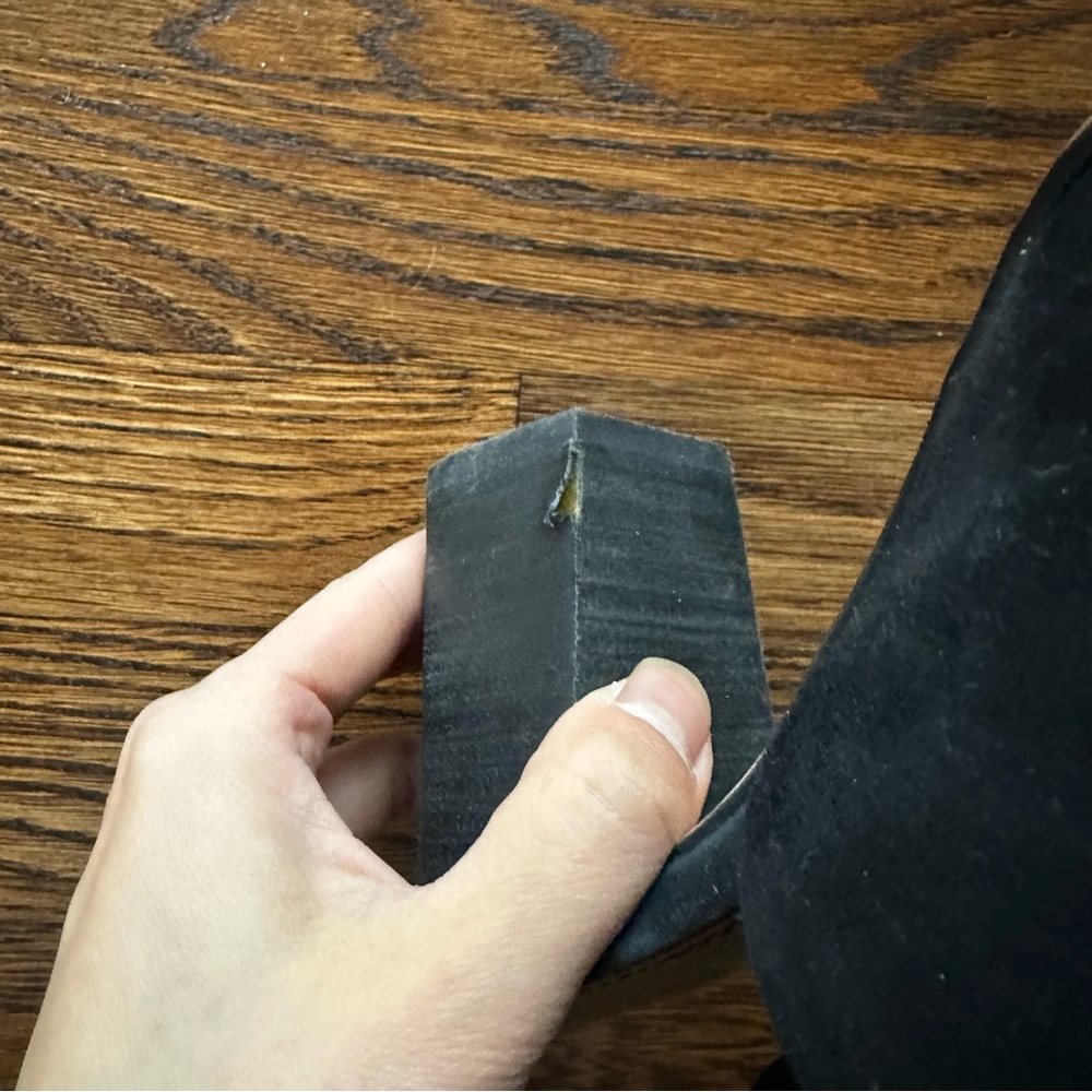 Black Suede Peep Toe Heeled Booties - Picture 13 of 16